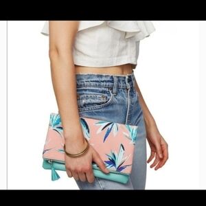 Rachel Pally Anthropologie Vegan Clutch Green Floral